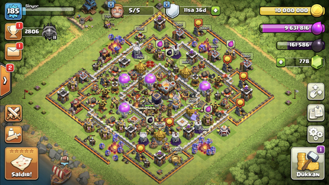 Satılık 185 Level Full Köy (50/50/20) Sadece 450 TL satılmıştır