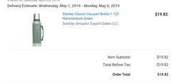 Stanley 1.1qt (1lt) termos (19,82$+14,73$ kargo) - Amazon.com