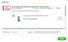 Samsung Galaxy M20 (1199* TL) 250 SEPETTE İNDİRİM + 250 TL HEDİYE ÇEKİ+100 TL AXESS'E ÖZEL CHİP PARA