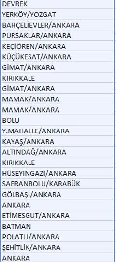  excel de 2 sütünü birleştirmek