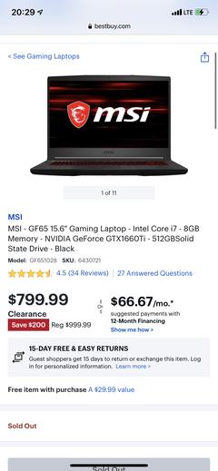 MSI GF65 THIN 9SD-1028 i7 9750h - 512SSD - 8GB - 1660Tİ