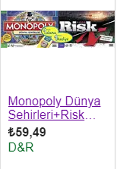 D&R Monopoly Dünya Sehirleri+Risk Hediye Seti 59 TL