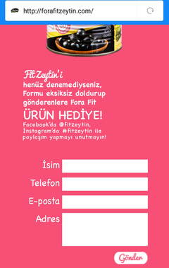 Fora fit zeytin deneme boyu hediye-BİTTİ