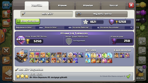 Satılık 185 Level Full Köy (50/50/20) Sadece 450 TL satılmıştır