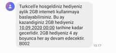 Turkcell 4ay geçerli tarifeye ek +2gb hediye