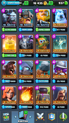 11 seviye Tüm kartlar açık Satılık Clash Royal Hesap