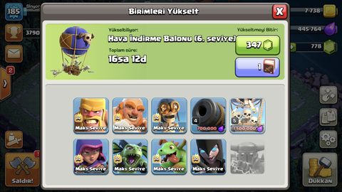 Satılık 185 Level Full Köy (50/50/20) Sadece 450 TL satılmıştır