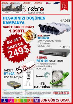  4 KAMERALI FULL GÜVENLİK KAMERA SETİ- DVR KAYIT CİHAZLI ŞOK FİYAT.........360 TL