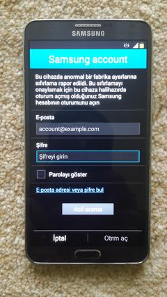  note 3 samsung account problemi