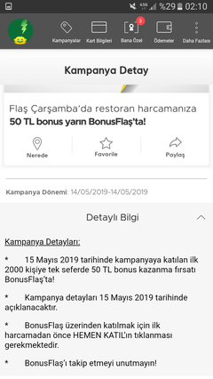 İlk 2000 kişiye özel Flaş Çarşambada restoran harcamanıza 50 TLbonus !