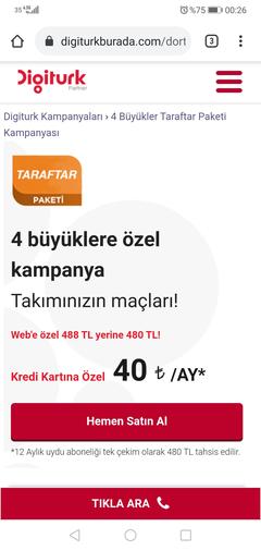 Digiturk Yıllık Taraftar Paketi 488 Lira!