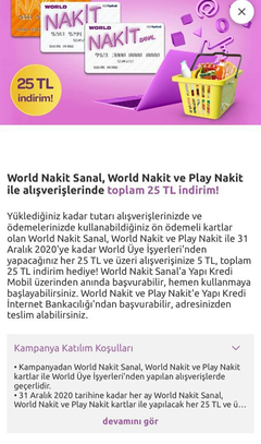 Worldnakit,Playnakit 25TL ve üstü harcamaya 5 TL iade.Toplamda 25 TL iade(BITTI)