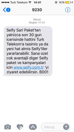 Türktelekom Selfy sarı paket 750 dk 5000 sms 10 gb 29 tl