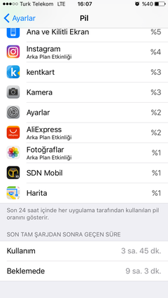  iOS 10 Şarj Kullanım Süreleri Paylaşımı Konusu