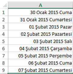  Exel sütun içerinde tarih sorunu