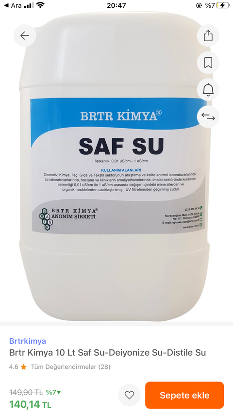Antifriz karışımında saf su kullanmayın!