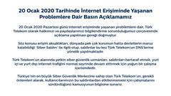 Türk Telekom Genel İnternet Kesintisi 20.01.2020 15:55 itibariyle