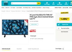 A101 - HI LEVEL HL43DLK13-TNR 43'' FHD Uydu Alıcılı Android Smart Led TV-1.499tl