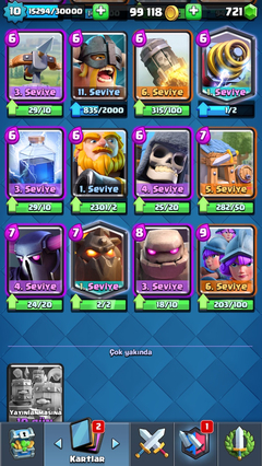 100.000 Altın ve 720 Taş ile satılık clash royale hesabı