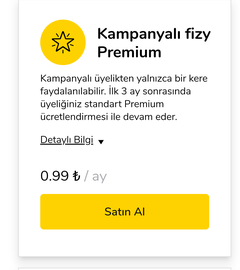 Fizy Premium 3 ay ayda 0,99 TL Sıcak!!