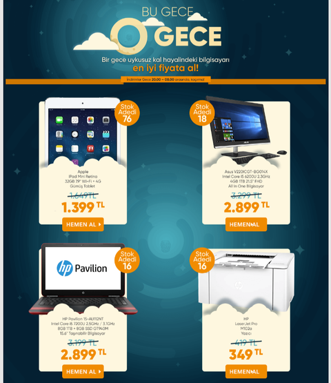 Bu gece O gece = 1399 tl iPad Mini Retina 32GB 7.9" Wi-Fi + 4G