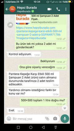 Pantene 500ml x2 (kepeğe karşı etkili) 14,90₺ hepsiburada da