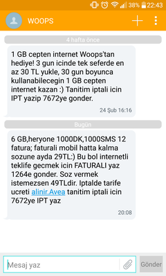  6GB 1000DK 1000SMS *29 TL* - TurkTelekom (Faturalı)