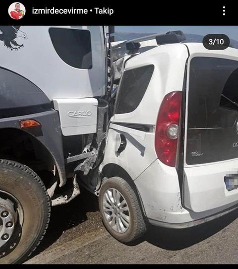 Hafriyat kamyonu ile doblo kazası