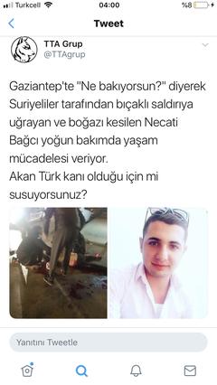 suriyeliler tarafından boğazı kesilen/ bıçak saplanan Türk genci.