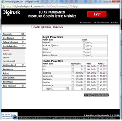  Digiturk on-line işlemler?