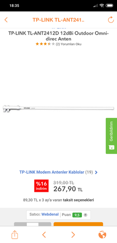 Tp link 12 dbi outdoor anten 119 tl