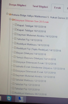 İstinaf mahkemesinde bekleyen dosya