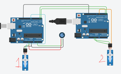 2 adet arduino arası haberleşme, pot ile servo kontrol