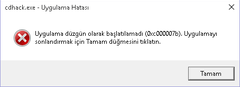  Win10 CD Lazerli Hack Hatası 0xc000007b