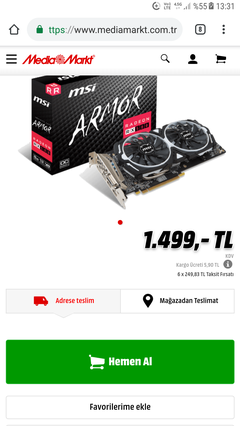 Rx580 8gb 1350tl+ 100 Tl Çek Mediamarkt—-Satış Devam