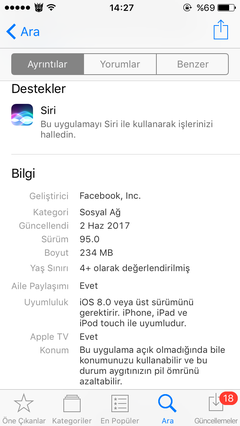 Aynı iOS uygulamasının farklı uygulama ebadı sorunu (SS'li)