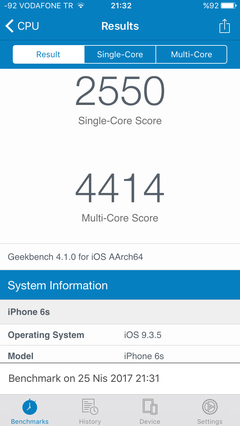 iPhone 6s Geekbench iOS 9.3.2 vs 10.3.1