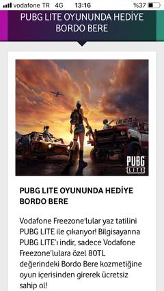 Vodafone pubg lite 80tllik oyun içi bere hediye kodu