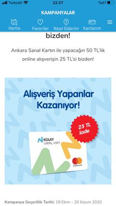 N Kolay Sanal Kart Online alışverişinin 25 TL’si bizden