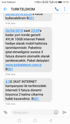 FATURASIZDAN FATURALIYA-TT-10 GB-1000 DK-1000 SMS=29 TL