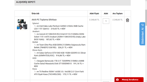 2300 liraya sistem tavsiyesi