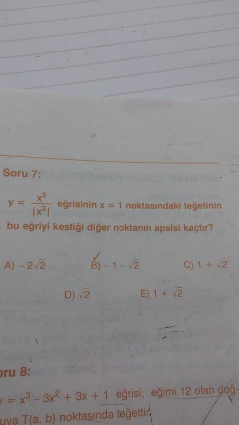 1 Adet Türev Sorusu(Lütfen Yardım)