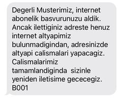 TT altyapısı yok ama Turknet GigaFiber alanındayım