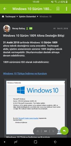 Windows 10 Ekim güncellemesine geçenlerin oranı yüzde 6.6