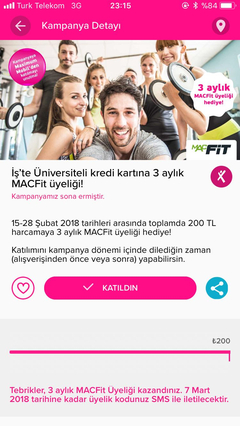 Maximum Kart ile 1000 TL harcamaya 3 Aylık MACFit Üyeliği Hediye