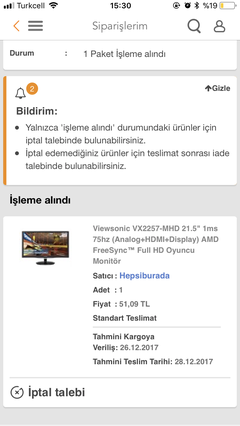 Viewsonic vx2257 full hd oyuncu monitor (satıcı hb) 51 tl