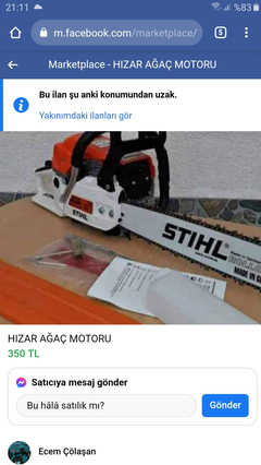  Ağaç kesme odun motoru Motorlu Testere