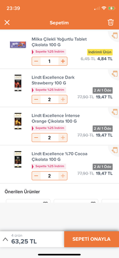 Lindt Excellence Çikolata - 10 TL