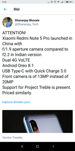 ★ Xiaomi Redmi Note 5 AI / Pro ★ Ana Konu