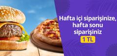 GetirYemek. Hafta içi siparişinize Hafta sonu siparişiniz 1 TL